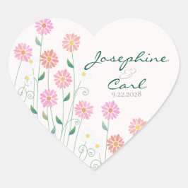 Schattigee Country Daisies Minimalistische bruilof Hart Sticker