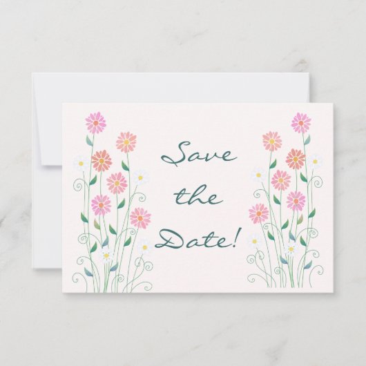 Schattigee Country Daisies Pinks Wedding Save the  Date (Voorkant)