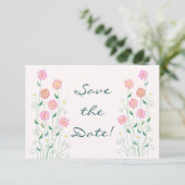 Schattigee Country Daisies Pinks Wedding Save the  Save The Date (Staand voorkant)