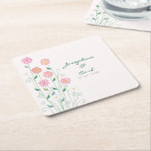 Schattigee Country Daisies Roze Bloemen Kartonnen Onderzetters (Schuin)