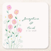 Schattigee Country Daisies Roze Bloemen Kartonnen Onderzetters (Voorkant)