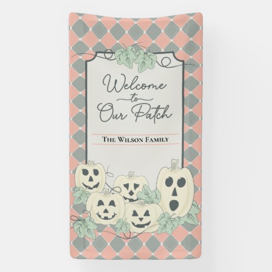 Schattigee Country Pumpkins Pastel Kleuren Hallowe Spandoek (Verticaal)