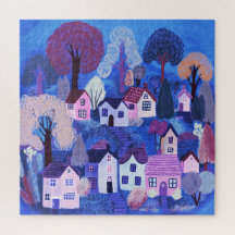 Schattigee Country Village Illustratie Waterverf A