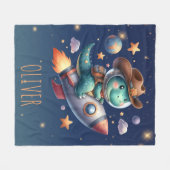Schattigee Cowboy Astronaut Dinosaurus Riding Spac Fleece Deken (Voorkant (Horizontaal))