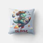 Schattigee Cowboy Astronaut Dinosaurus Riding Spac Kussen (Voorkant)