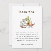 Schattigee Cowboy Boho Baby shower Dank je kaart (Voorkant)