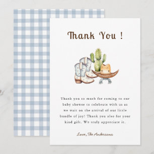 Schattigee Cowboy Boho Baby shower Dank je kaart
