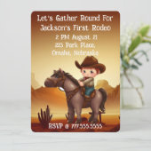 Schattigee Cowboy Eerste Rodeo Verjaardag Kaart (Staand voorkant)