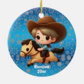 Schattigee Cowboy en Paard Western Keramisch Ornament (Achterkant)