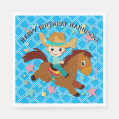 Schattigee Cowboy en Paard Western Verjaardag Servet (Voorkant)