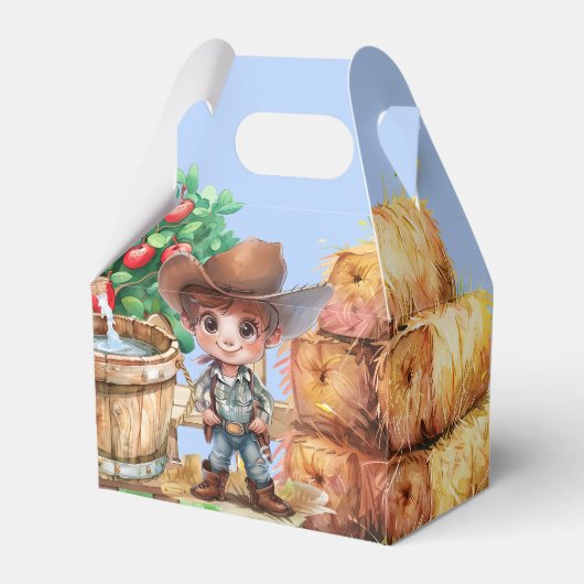 Schattigee Cowboy Farmer 1e. verjaardagsfeestje Bedankdoosjes (Voorkant Zijde)