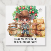 Schattigee Cowboy Farmer 1e. Verjaardagsfeestje da Bedankjes Labels (Achterkant)