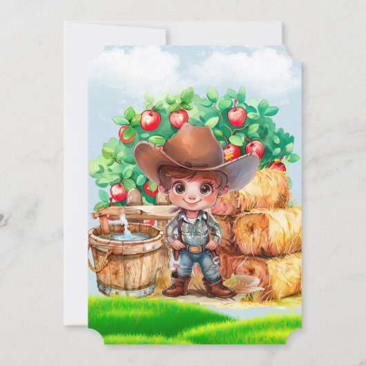 Schattigee Cowboy Farmer 1e. verjaardagsfeestje Kaart (Achterkant)