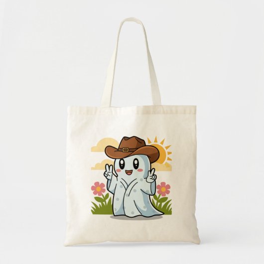 Schattigee Cowboy GhCuteost voor Halloween Fun Dec Tote Bag (Voorkant)