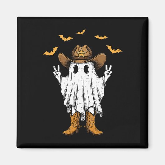Schattigee Cowboy Ghost Sheriff Peace Funny Hallow Magneet (Voorkant)