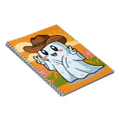 Schattigee Cowboy Ghost voor Halloween Fun Decorat Notitieboek (Rechterzijde)