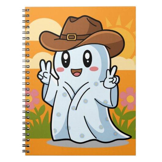 Schattigee Cowboy Ghost voor Halloween Fun Decorat Notitieboek (Voorkant)