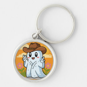 Schattigee Cowboy Ghost voor Halloween Fun Decorat Sleutelhanger