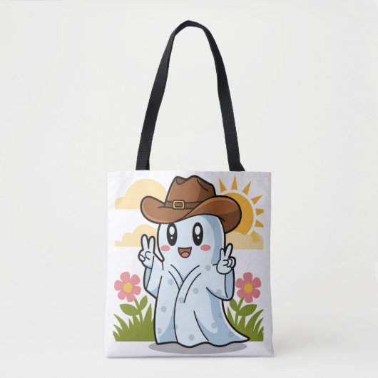 Schattigee Cowboy Ghost voor Halloween Fun Decorat Tote Bag (Voorkant)
