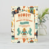 Schattigee Cowboy Kids Verjaardag Whimsical Wild W Kaart (Staand voorkant)