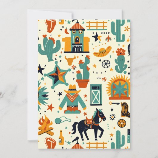 Schattigee Cowboy Kids Verjaardag Whimsical Wild W Kaart (Achterkant)