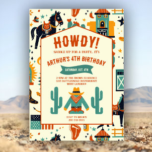 Schattigee Cowboy Kids Verjaardag Whimsical Wild W Kaart