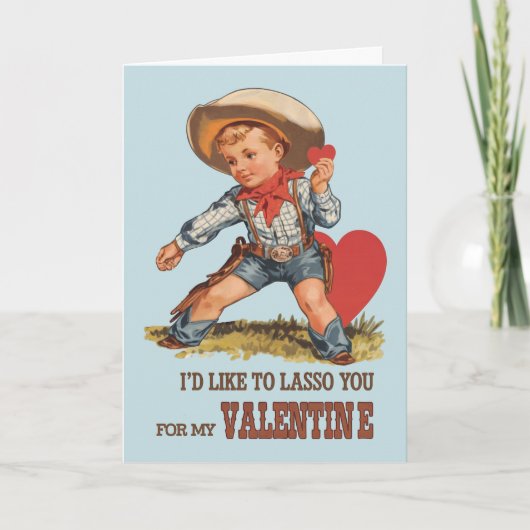 Schattigee Cowboy Kind  Valentijn Feestdagen Kaart (Voorkant)