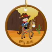 Schattigee cowboy Kinder naam gepersonaliseerde ke Keramisch Ornament (Voorkant)