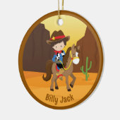 Schattigee cowboy Kinder naam gepersonaliseerde ke Keramisch Ornament (Links)