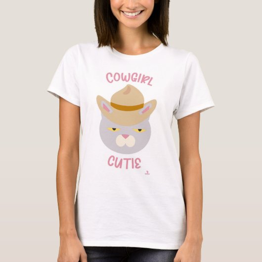 Schattigee Cowboy Pet Country Cat Slogan T-shirt (Voorkant)