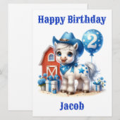 Schattigee Cowboy Pony 2-jarige Kaart (Voorkant / Achterkant)