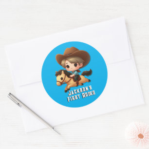 Schattigee Cowboy Rodeo Verjaardag Ronde Sticker