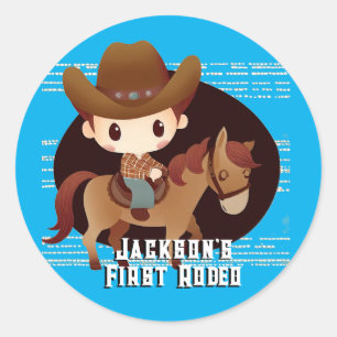 Schattigee Cowboy Rodeo Verjaardag Ronde Sticker