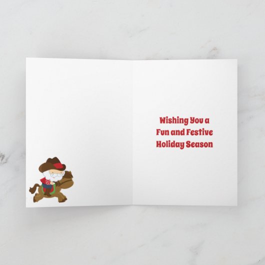 Schattigee Cowboy Santa en Cactus Zuidwest Kerstmi Feestdagen Kaart (Binnen)