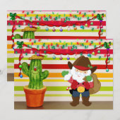 Schattigee Cowboy Santa en Cactus Zuidwest Kerstmi Feestdagenkaart (Voorkant / Achterkant)