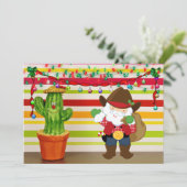 Schattigee Cowboy Santa en Cactus Zuidwest Kerstmi Feestdagenkaart (Staand voorkant)