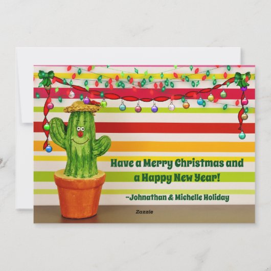 Schattigee Cowboy Santa en Cactus Zuidwest Kerstmi Feestdagenkaart (Achterkant)