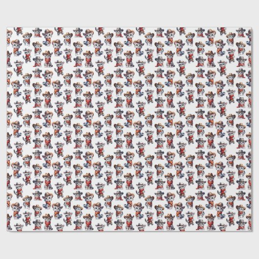 Schattigee Cowboy Sneeuwluipaard Cadeaupapier (Vlak)