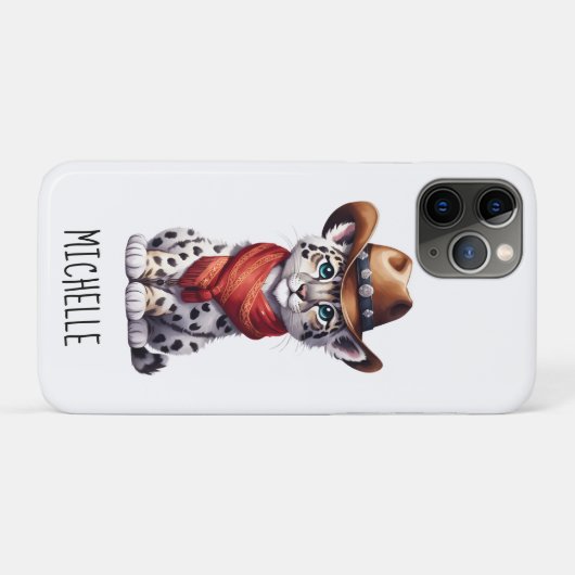 Schattigee Cowboy Snow Leopard Naam Case-Mate iPhone Case (Achterkant (horizontaal))