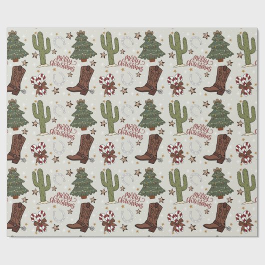 Schattigee cowboykerst cadeaupapier (Vlak)