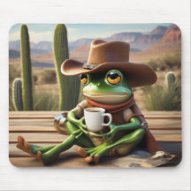 Schattigee cowboykikker met koffie-Muismat
