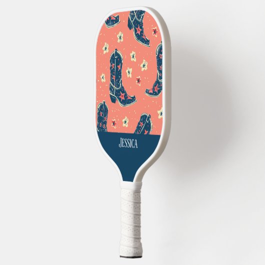 Schattigee cowboylaarzen naadloze patronen pickleball paddle (Links)