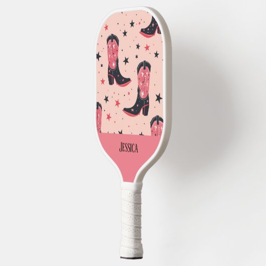 Schattigee cowboylaarzen naadloze patronen pickleball paddle (Links)