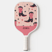 Schattigee cowboylaarzen naadloze patronen pickleball paddle (Achterkant)