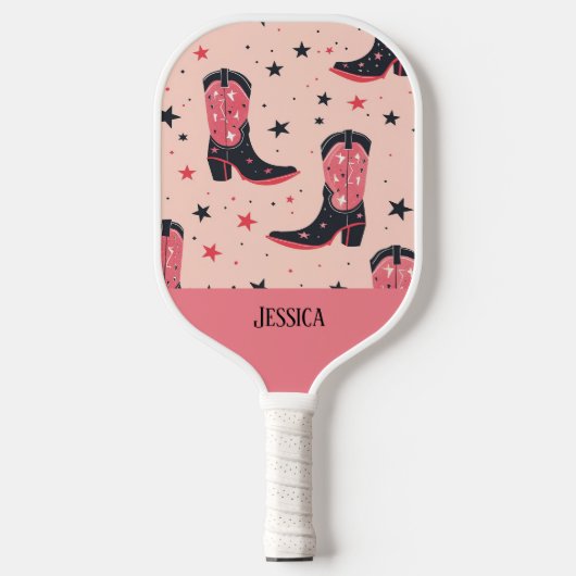 Schattigee cowboylaarzen naadloze patronen pickleball paddle (Voorkant)