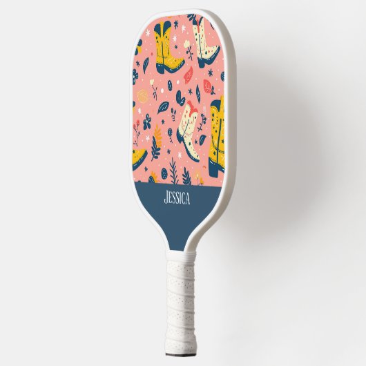 Schattigee cowboylaarzen naadloze patronen pickleball paddle (Links)
