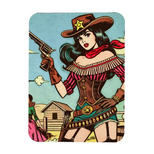  Schattigee Cowgirl Comics Magneet (Verticaal)