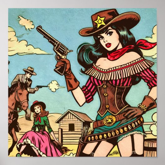 Schattigee Cowgirl Comics Poster (Voorkant)