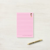 Schattigee Cowgirl Custom Lined Kinder Roze Post-it® Notes (Op bureau)