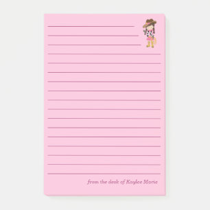 Schattigee Cowgirl Custom Lined Kinder Roze Post-it® Notes